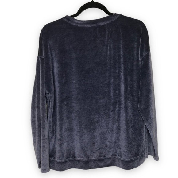 Westbound Velour Kangaroo Pocket Side Slit Bottom Dusty Blue Gray Women's Large - Picture 2 of 12